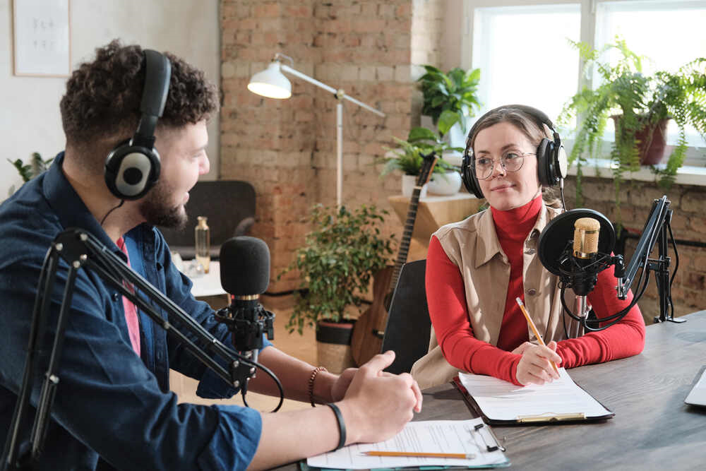 Radio Host and Guest Recording in Studio