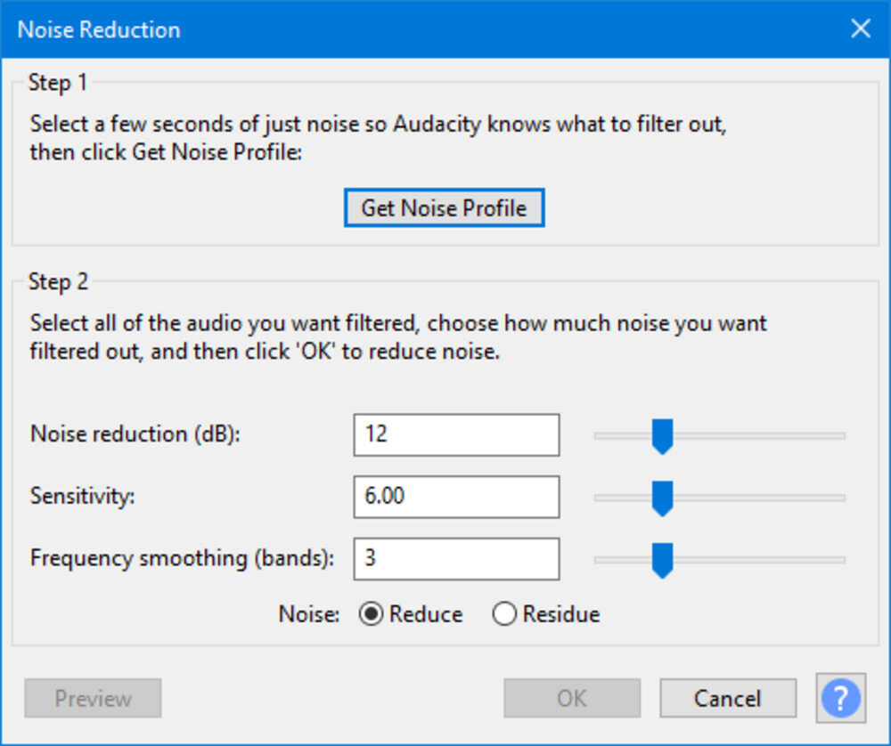 Get Noise Profile Audacity